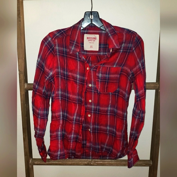 Mossimo Supply Co. Tops - Mossimo Supply Co. Red and Blue Plaid Flannel Shirt
